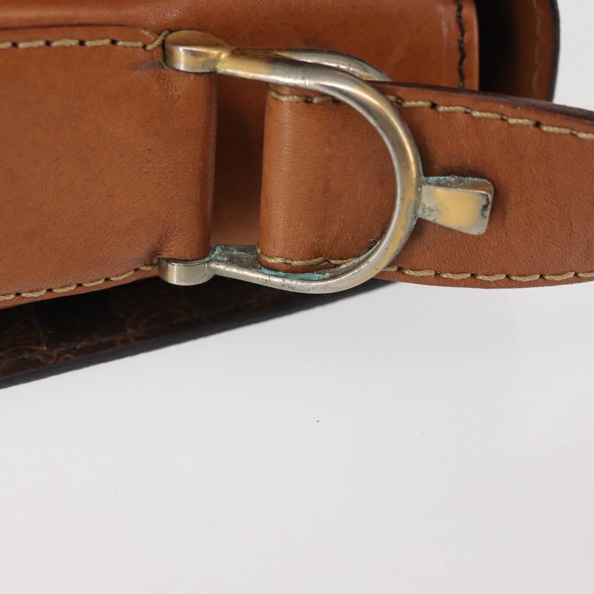 CELINE Macadam Canvas Shoulder Bag PVC Leather Brown Gold Auth bs29090