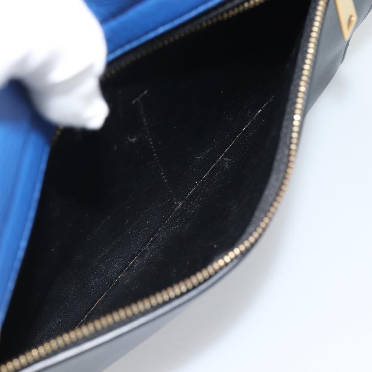CELINE Trapeze Small Hand Bag Leather 2way Blue Gold Auth bs29092