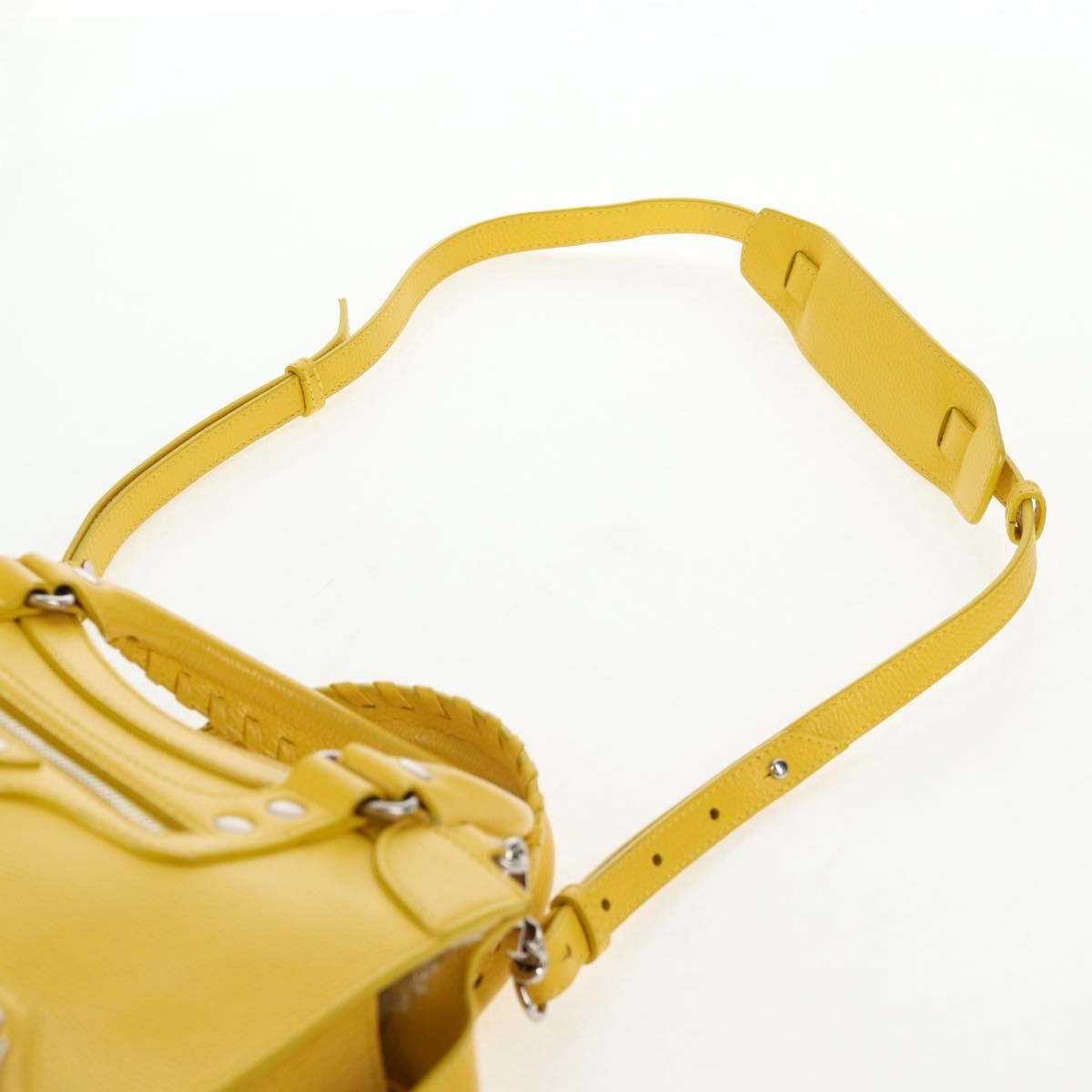 BALENCIAGA Neo Classic City Bag Leather 2way Yellow Silver 638521 Auth bs29099M