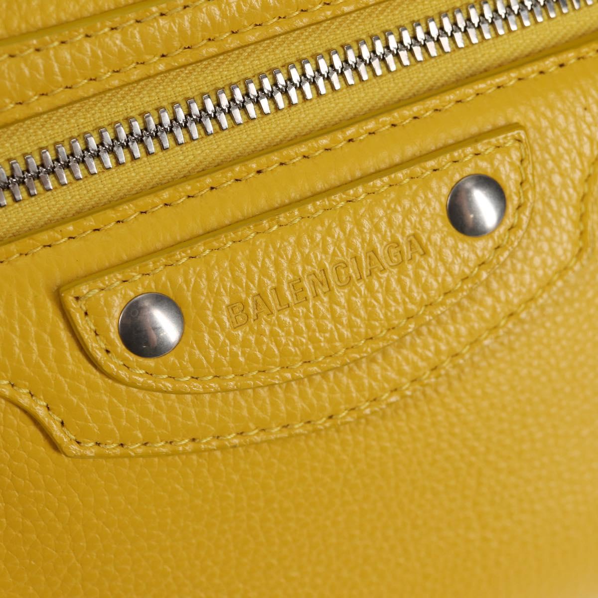 BALENCIAGA Neo Classic City Bag Leather 2way Yellow Silver 638521 Auth bs29099M