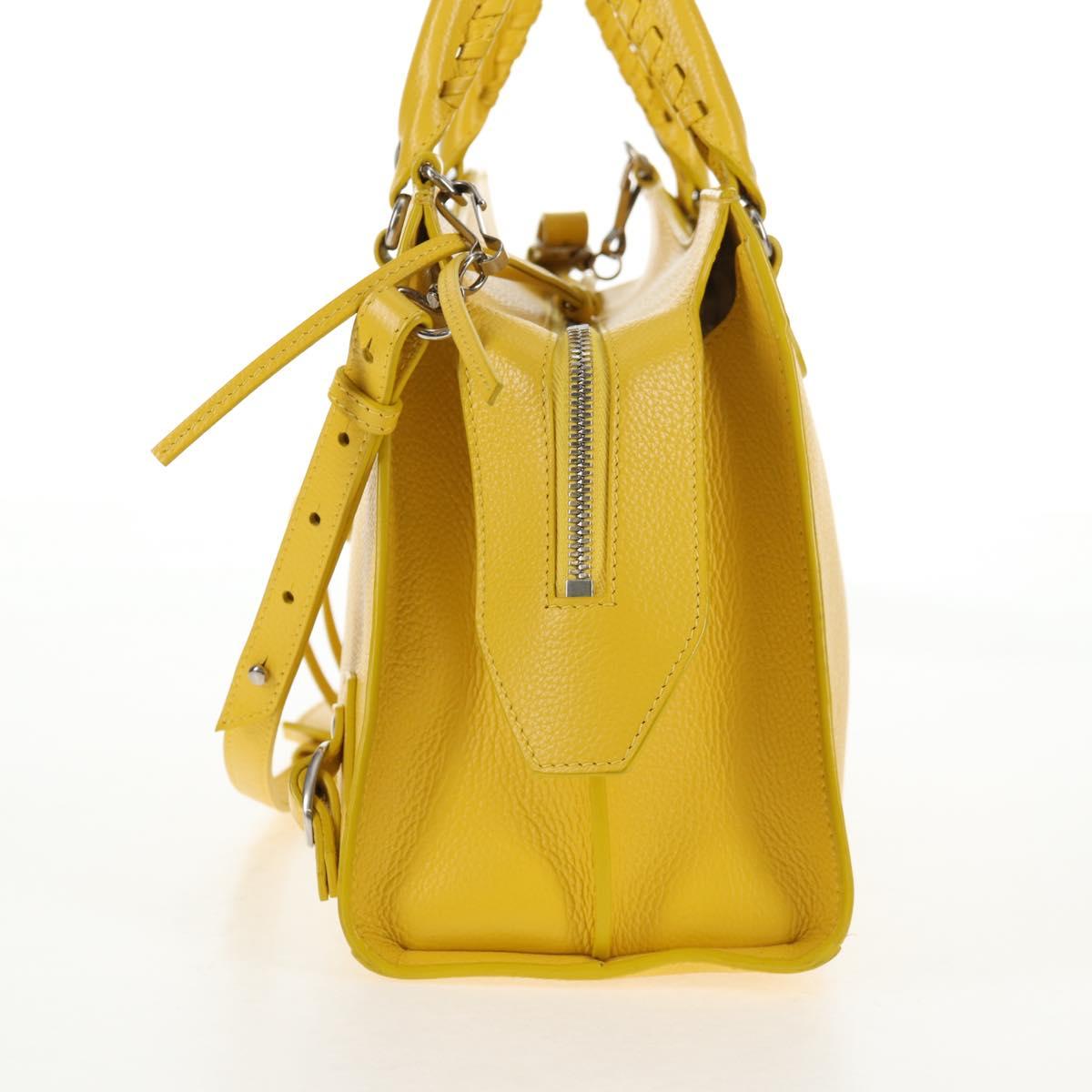 BALENCIAGA Neo Classic City Bag Leather 2way Yellow Silver 638521 Auth bs29099M