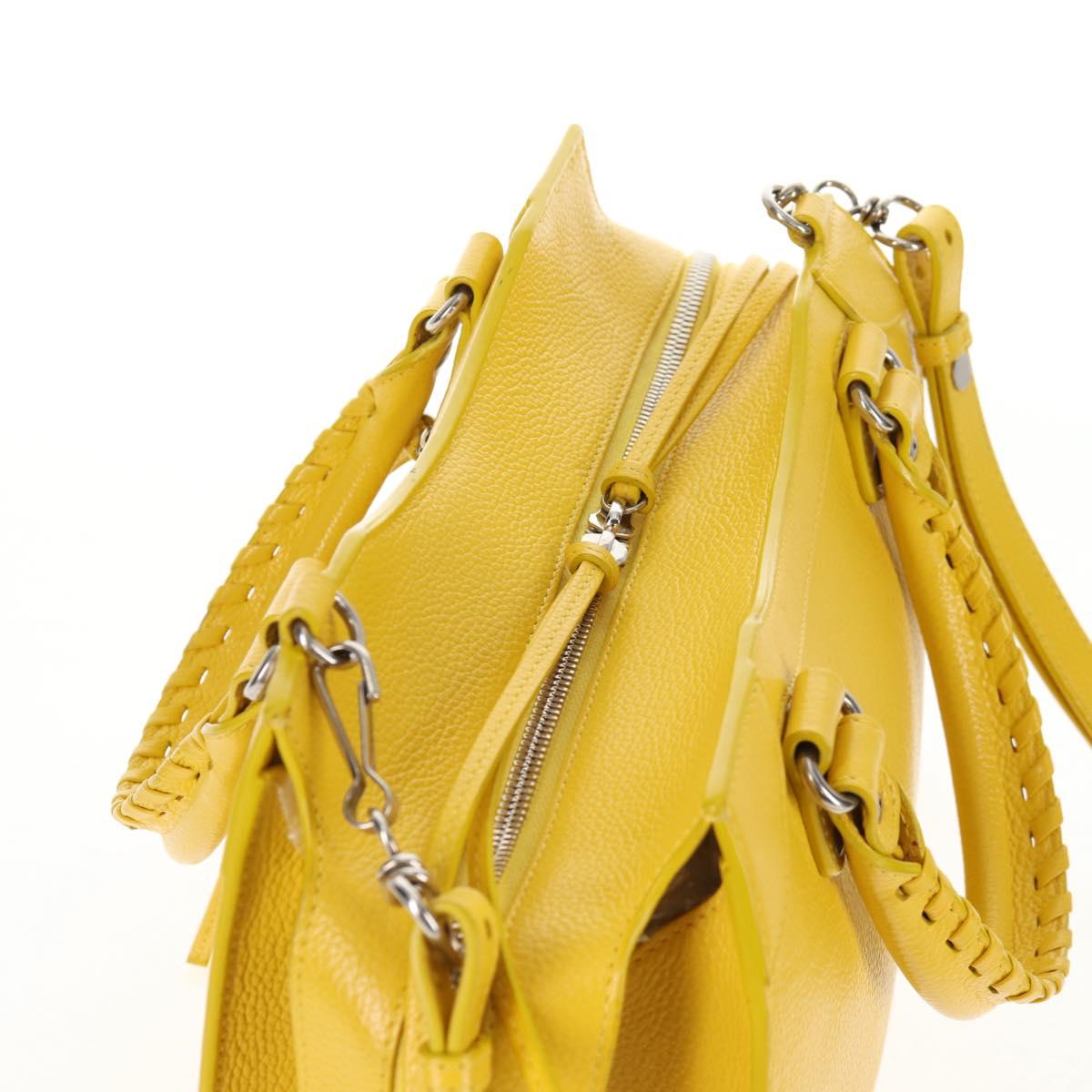 BALENCIAGA Neo Classic City Bag Leather 2way Yellow Silver 638521 Auth bs29099M