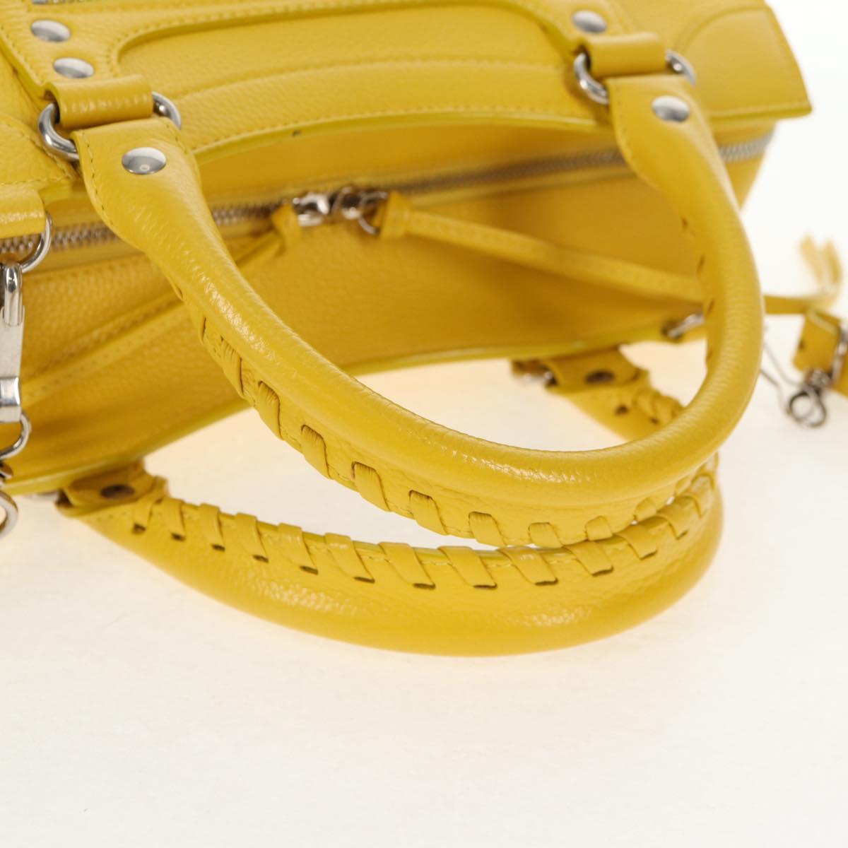 BALENCIAGA Neo Classic City Bag Leather 2way Yellow Silver 638521 Auth bs29099M