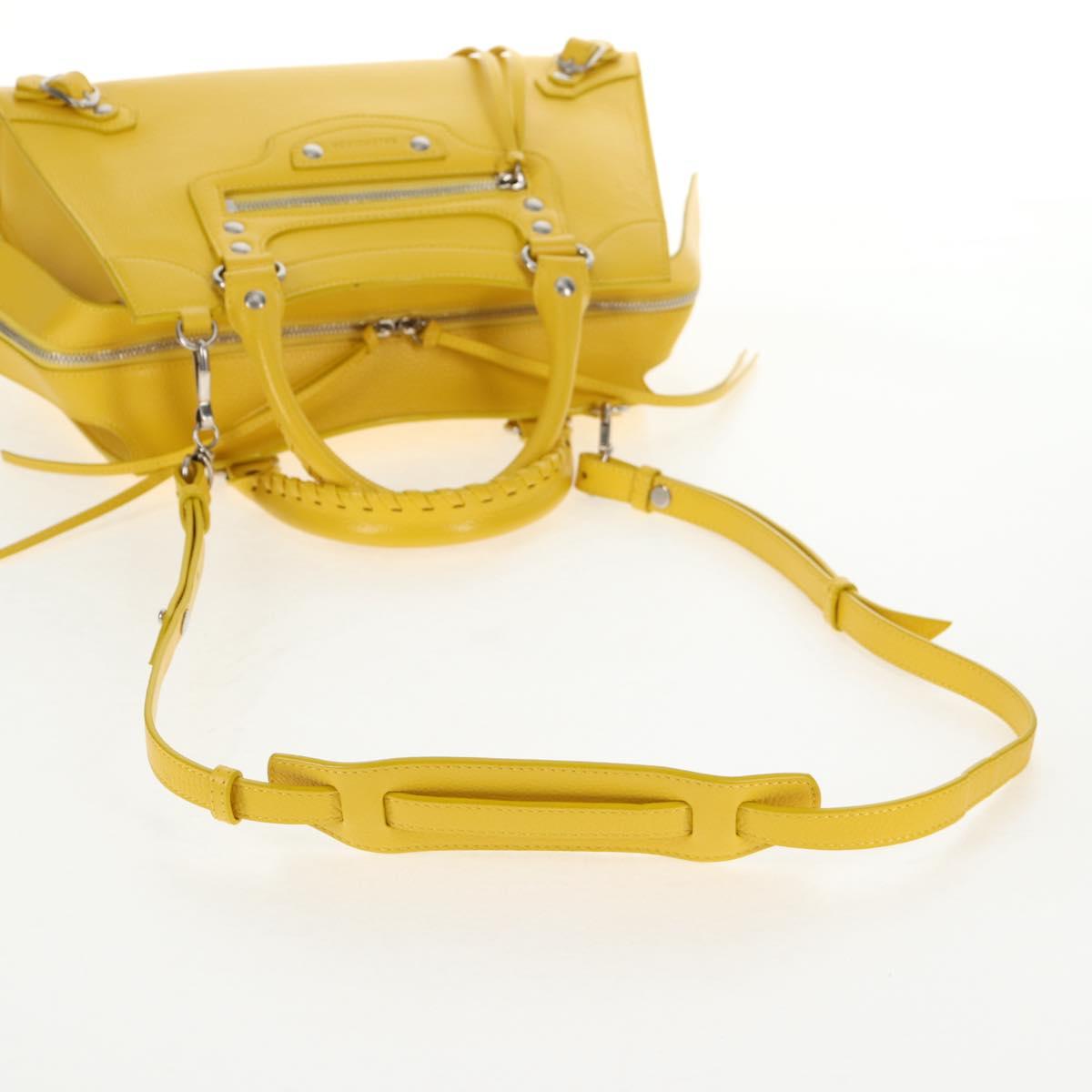 BALENCIAGA Neo Classic City Bag Leather 2way Yellow Silver 638521 Auth bs29099M