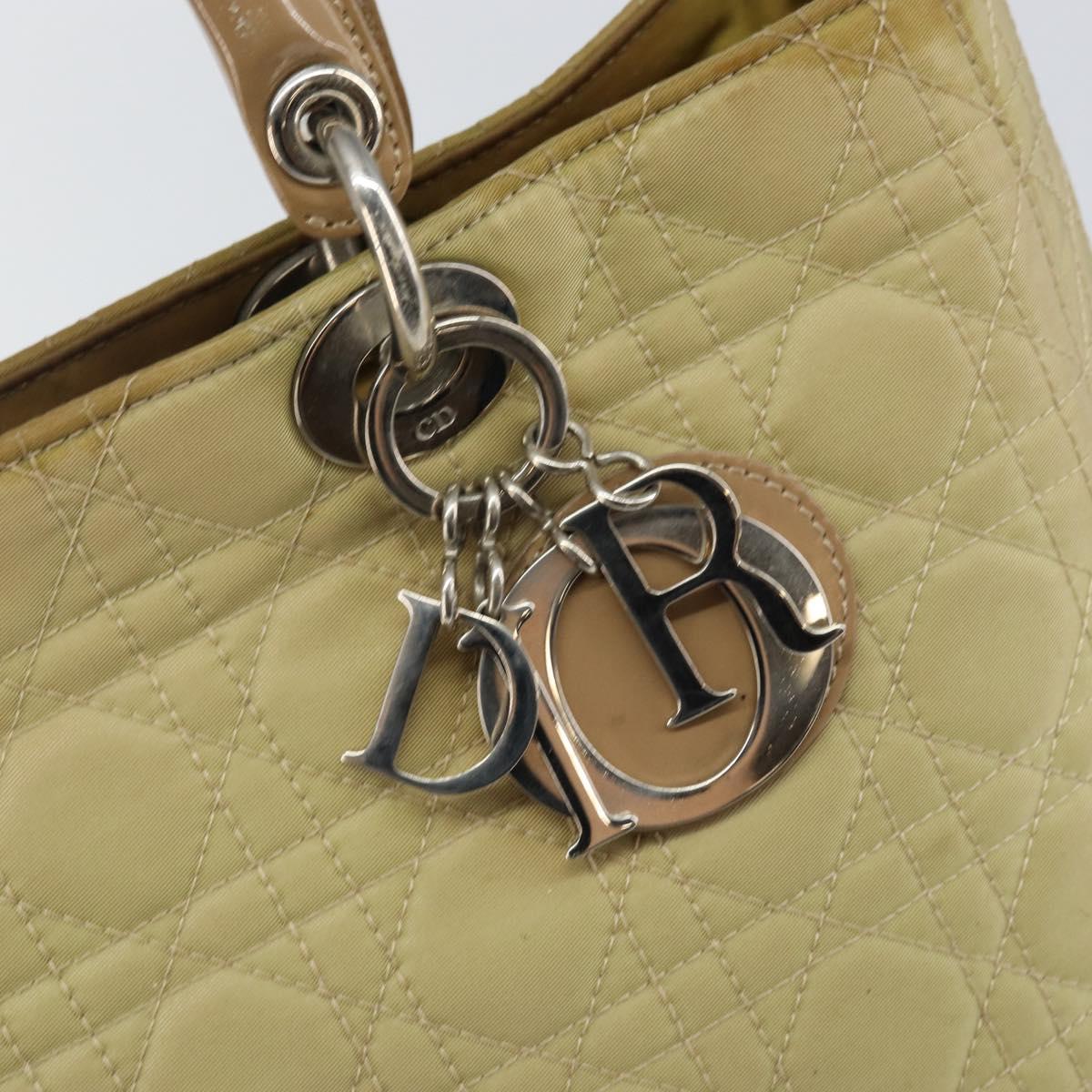 Christian Dior Canage Hand Bag Nylon Beige Silver Auth bs29100