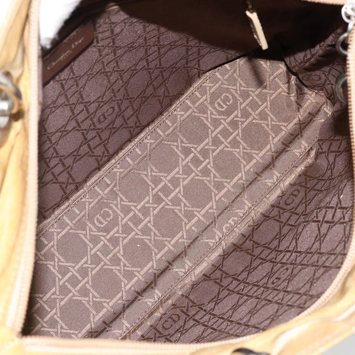 Christian Dior Canage Hand Bag Nylon Beige Silver Auth bs29100