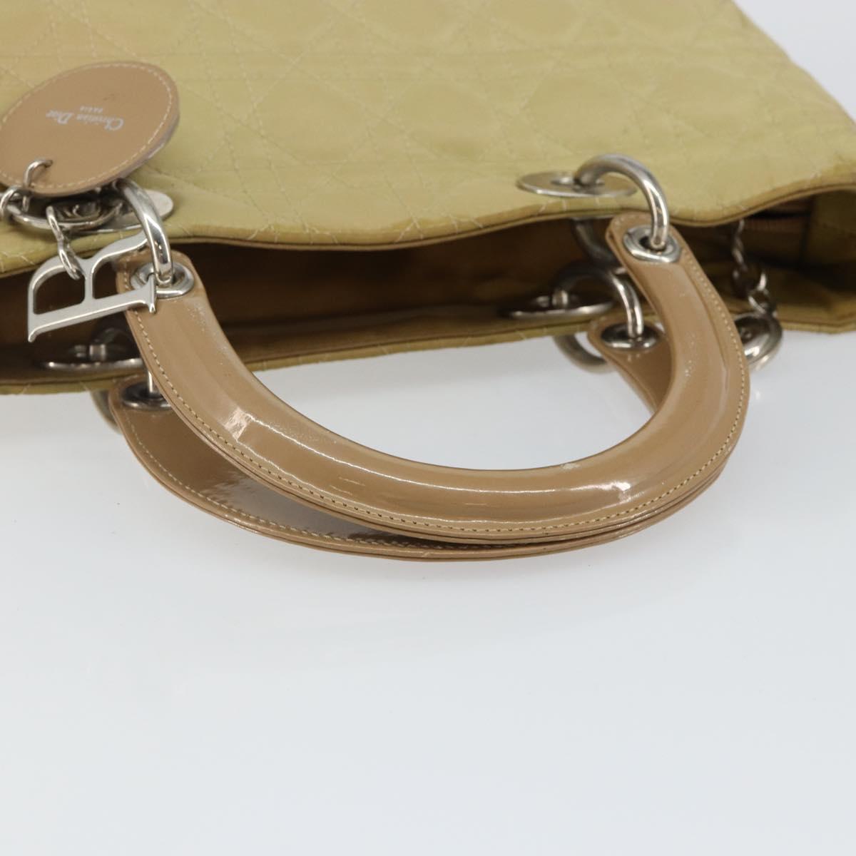 Christian Dior Canage Hand Bag Nylon Beige Silver Auth bs29100