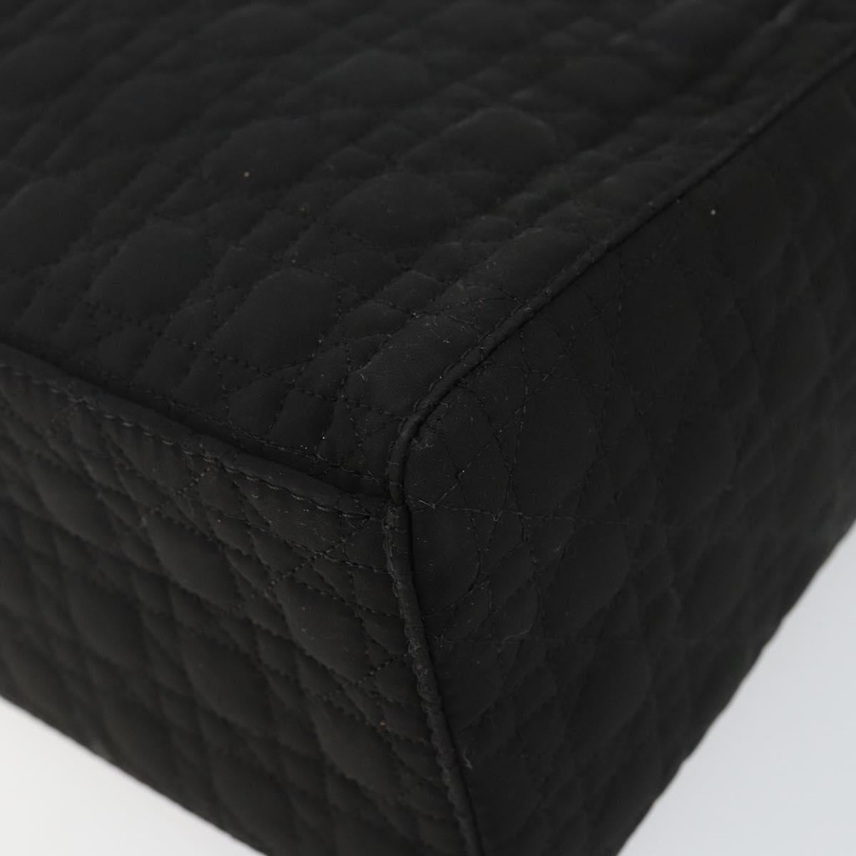 Christian Dior Canage Hand Bag Nylon Black Gold Auth bs29101