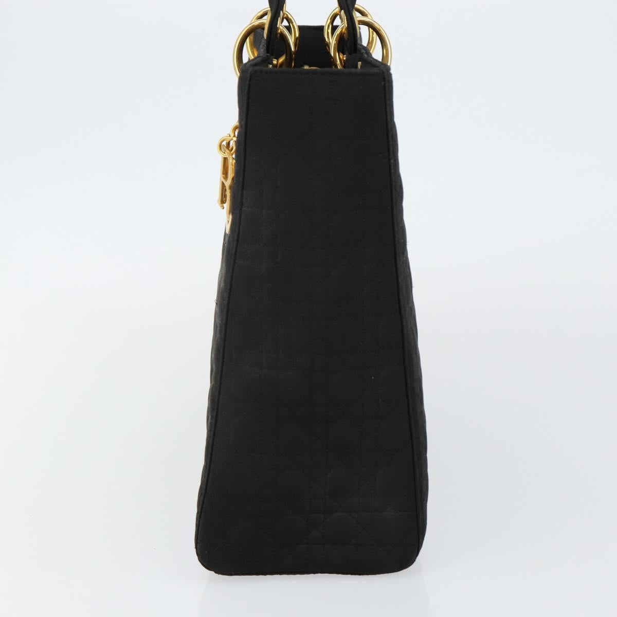 Christian Dior Canage Hand Bag Nylon Black Gold Auth bs29101
