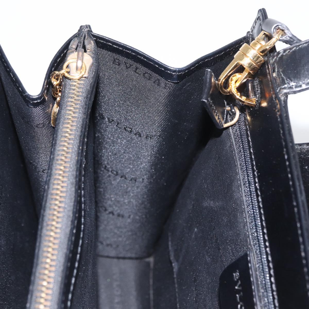 BVLGARI Hand Bag Leather 2way Gold Black Auth bs29102