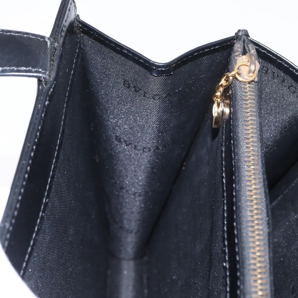 BVLGARI Hand Bag Leather 2way Gold Black Auth bs29102