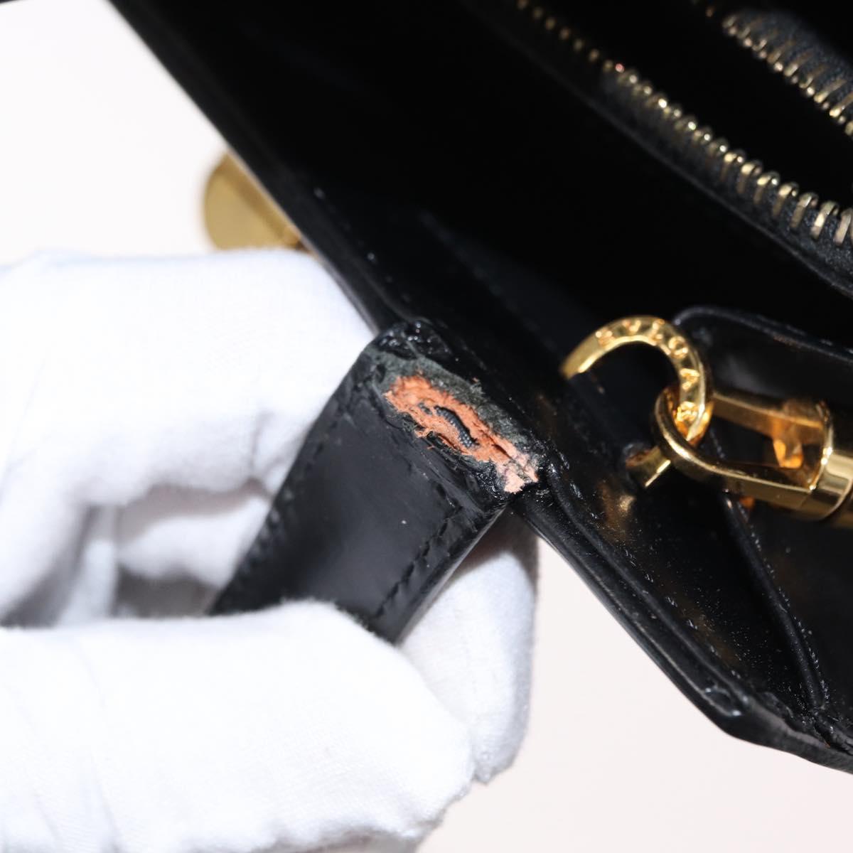 BVLGARI Hand Bag Leather 2way Gold Black Auth bs29102