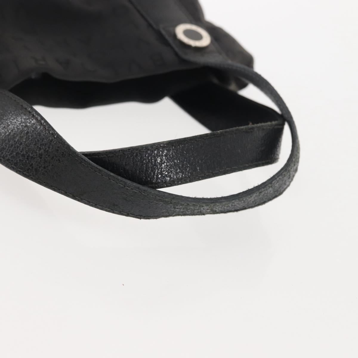 BVLGARI Logo Mania Hand Bag Canvas Black Silver Auth bs29103