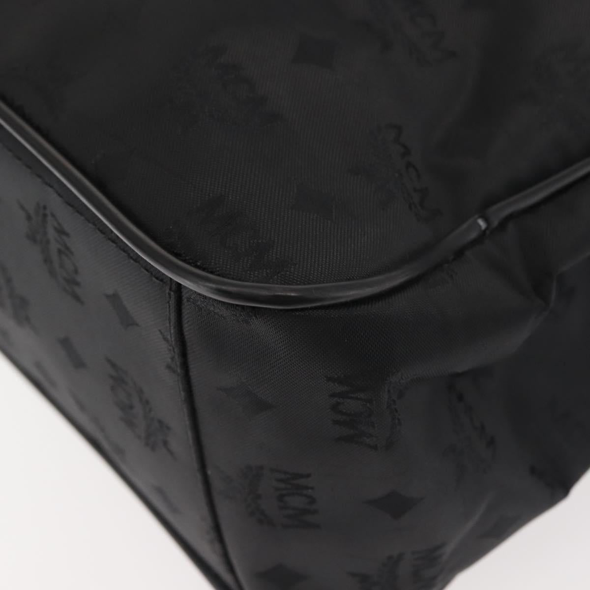 MCM Logogram Vicetos Chain Tote Bag PVC Black Gold Auth bs29106