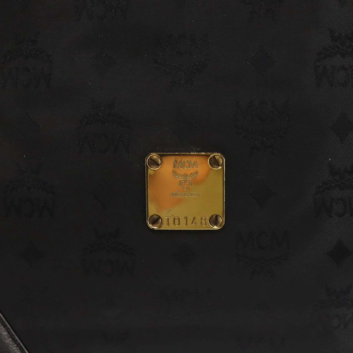 MCM Logogram Vicetos Chain Tote Bag PVC Black Gold Auth bs29106