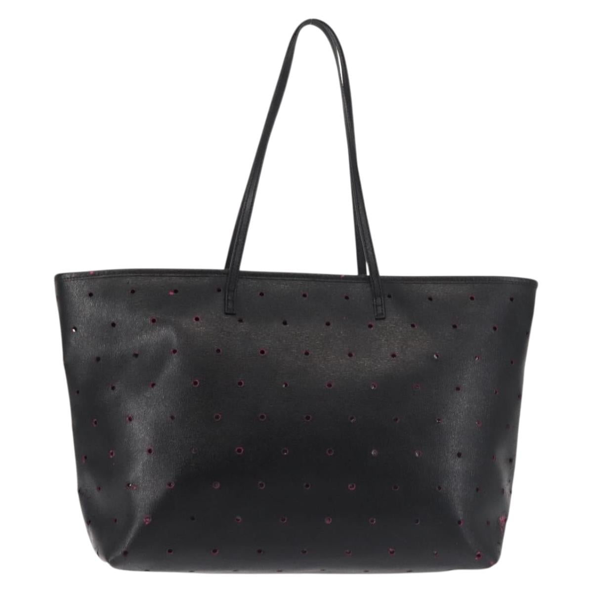 FENDI Tote Bag Leather Black Gold Auth bs29107
