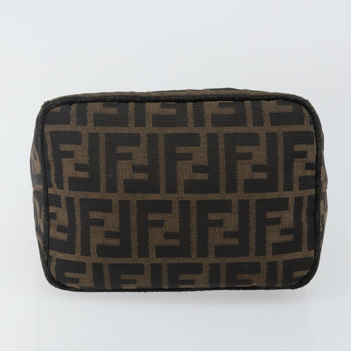 FENDI Zucca Canvas Mamma Baguette Shoulder Bag Black Brown Auth bs29108