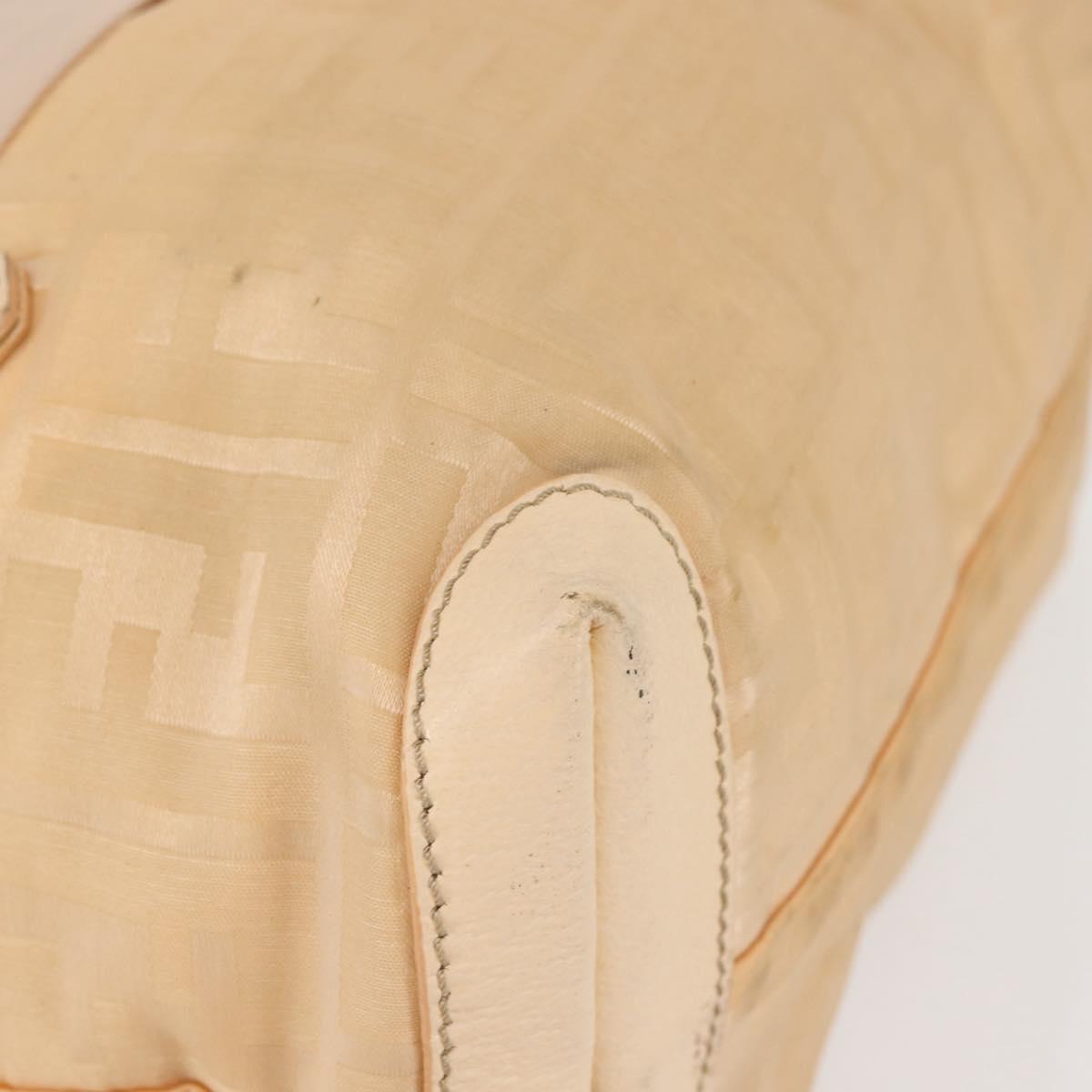 FENDI Zucca Canvas Hand Bag Beige Auth bs29109
