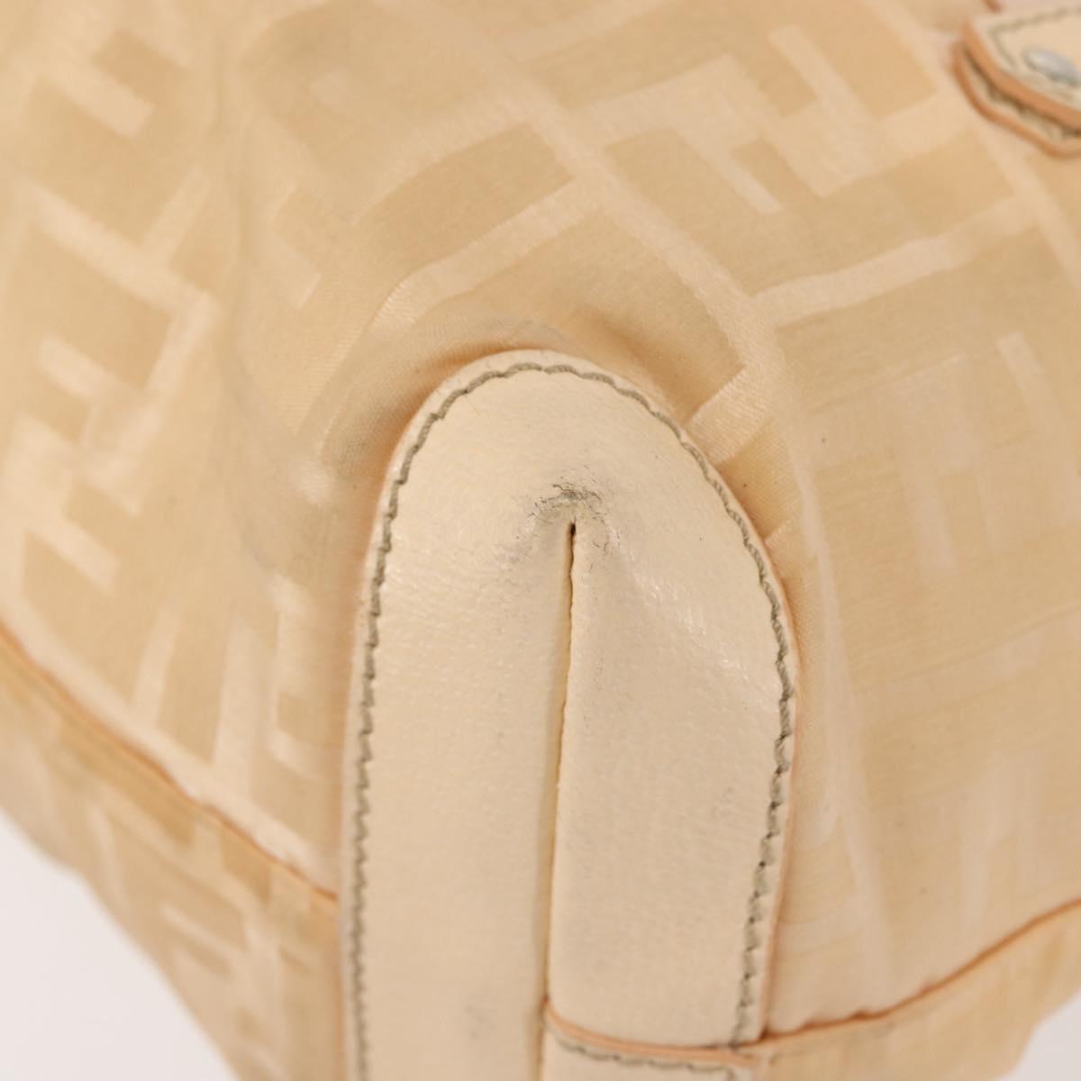 FENDI Zucca Canvas Hand Bag Beige Auth bs29109