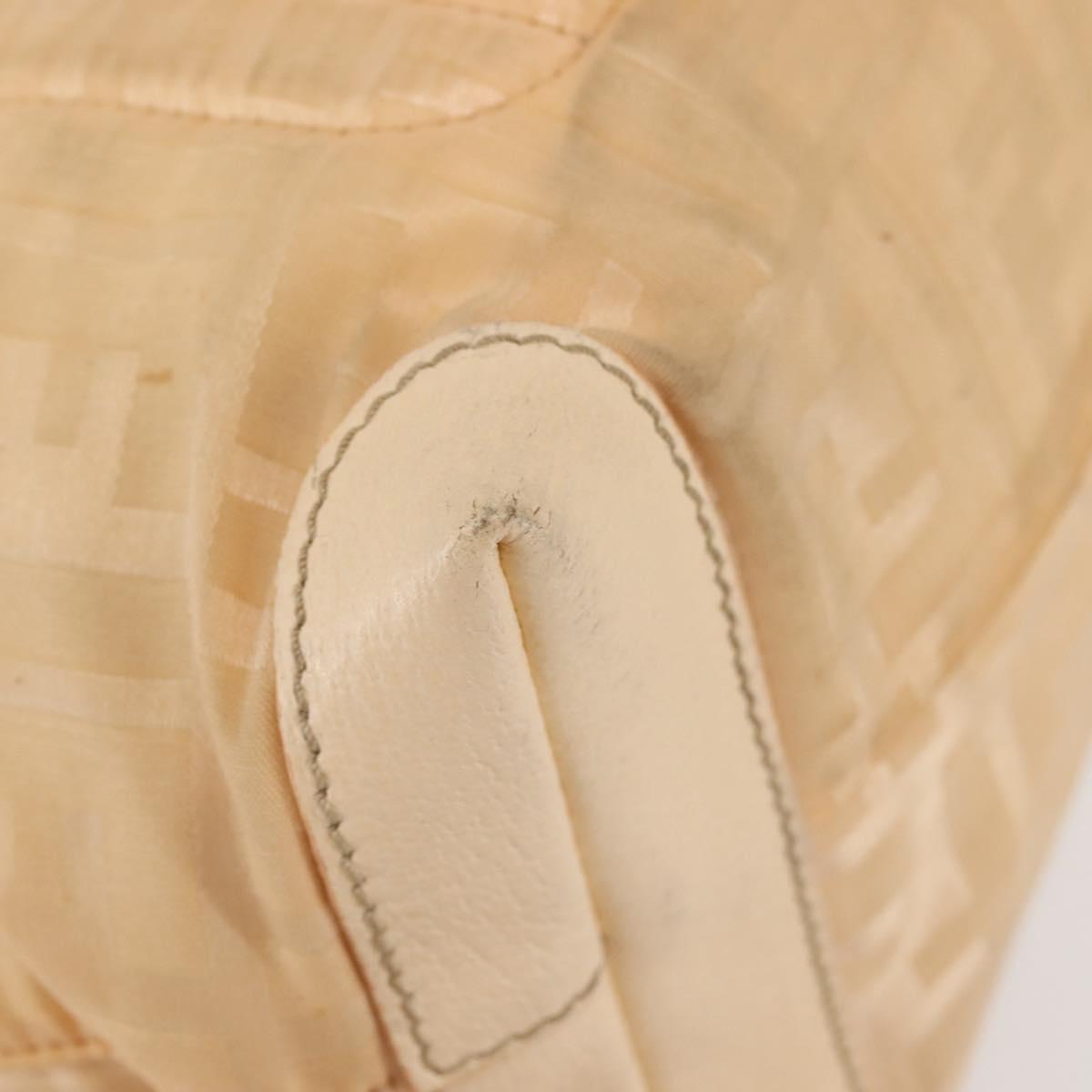 FENDI Zucca Canvas Hand Bag Beige Auth bs29109