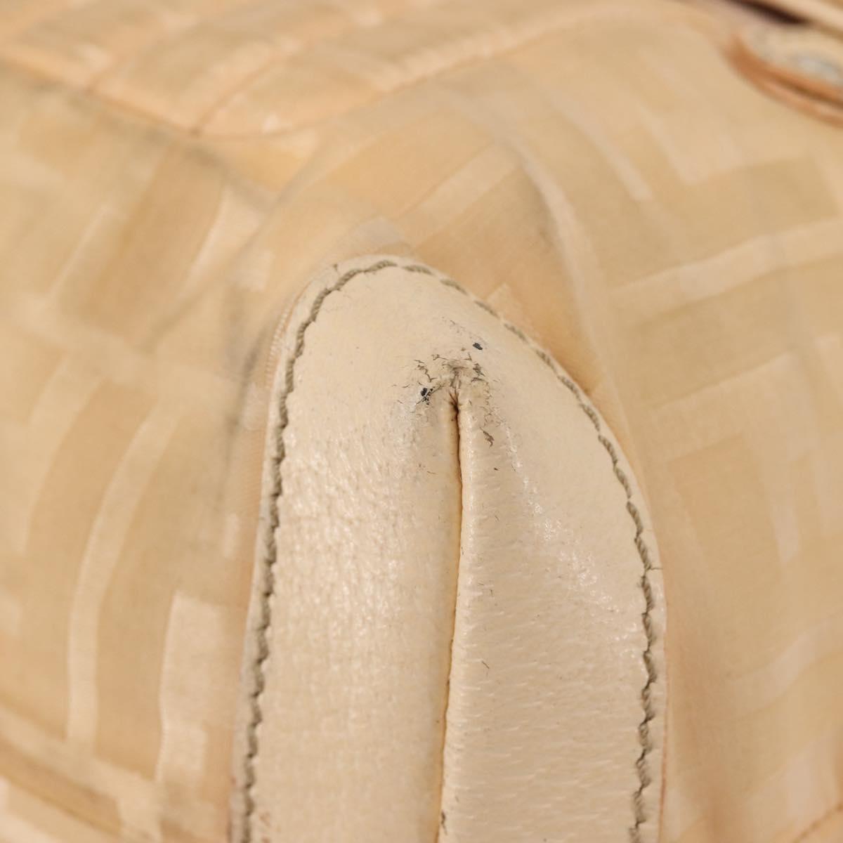 FENDI Zucca Canvas Hand Bag Beige Auth bs29109