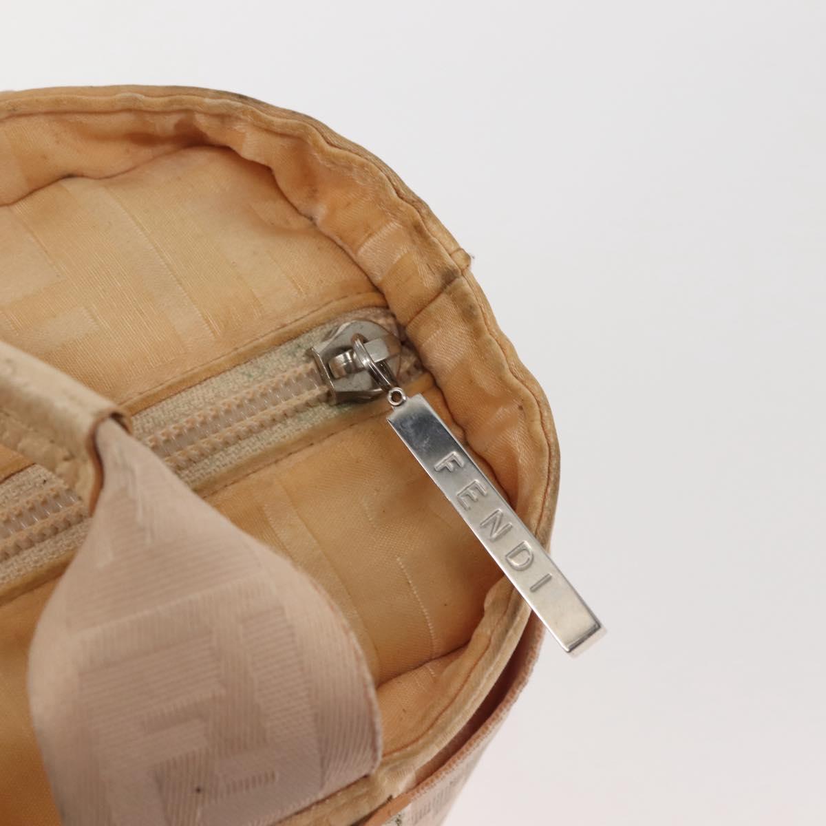 FENDI Zucca Canvas Hand Bag Beige Auth bs29109