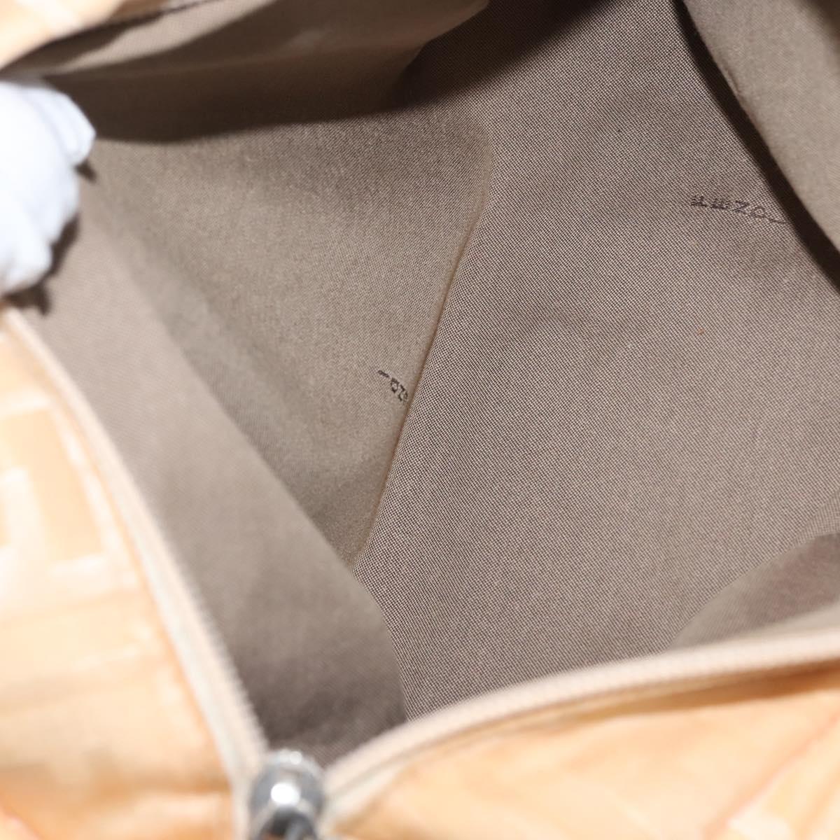FENDI Zucca Canvas Hand Bag Beige Auth bs29109