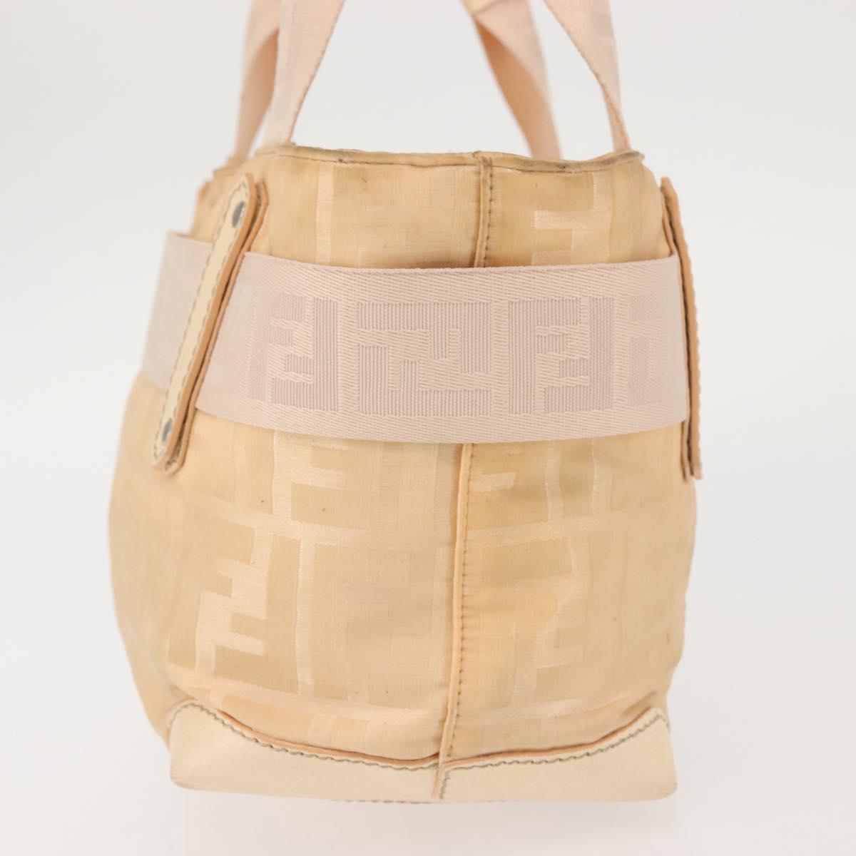 FENDI Zucca Canvas Hand Bag Beige Auth bs29109