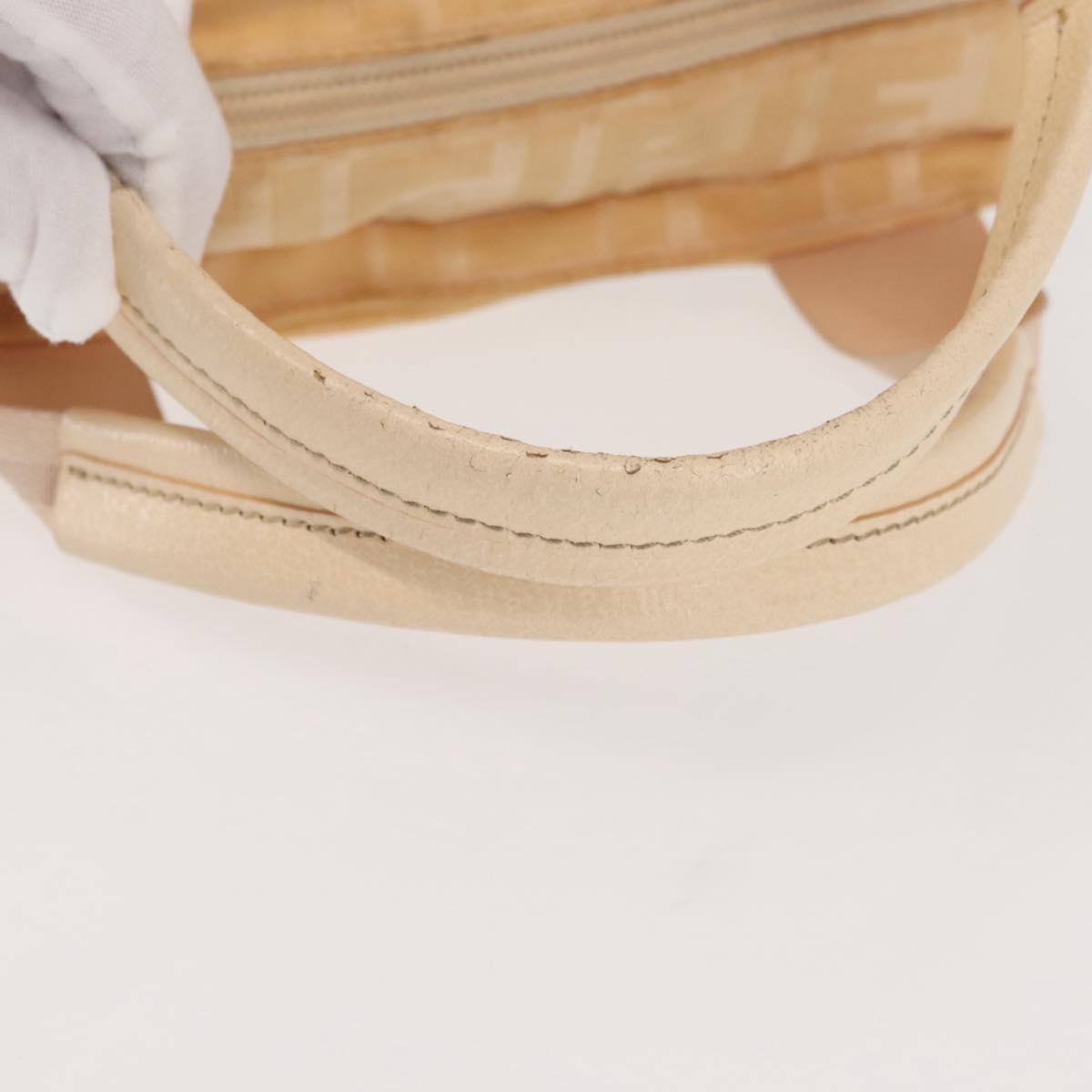 FENDI Zucca Canvas Hand Bag Beige Auth bs29109