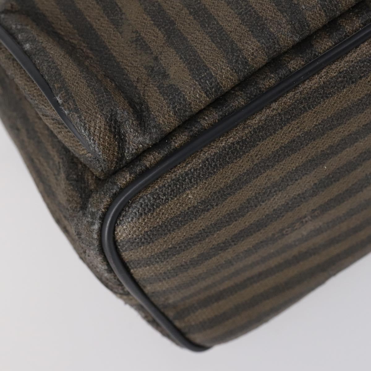 FENDI Pecan Canvas Backpack Brown Black gold Auth bs29110