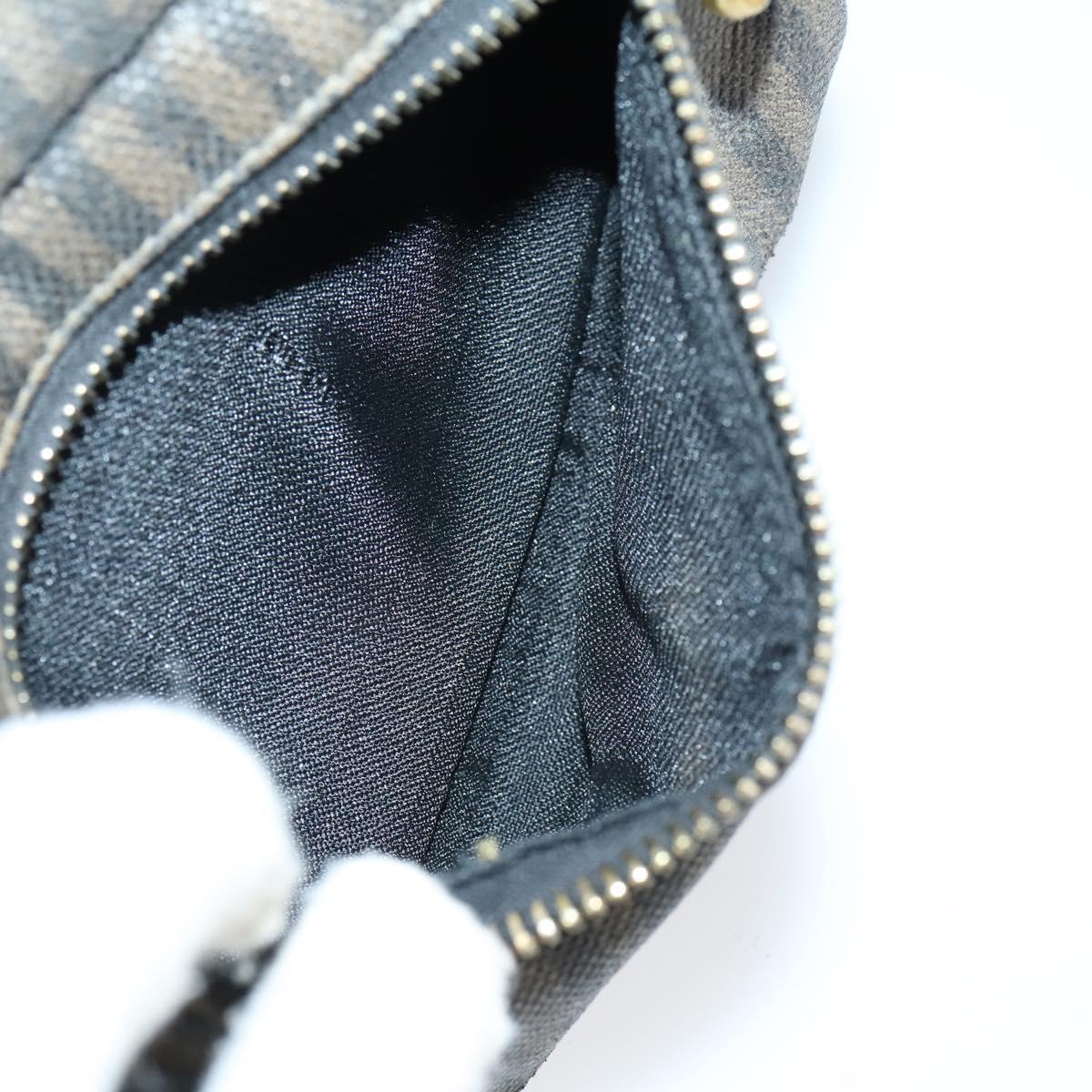 FENDI Pecan Canvas Backpack Brown Black gold Auth bs29110