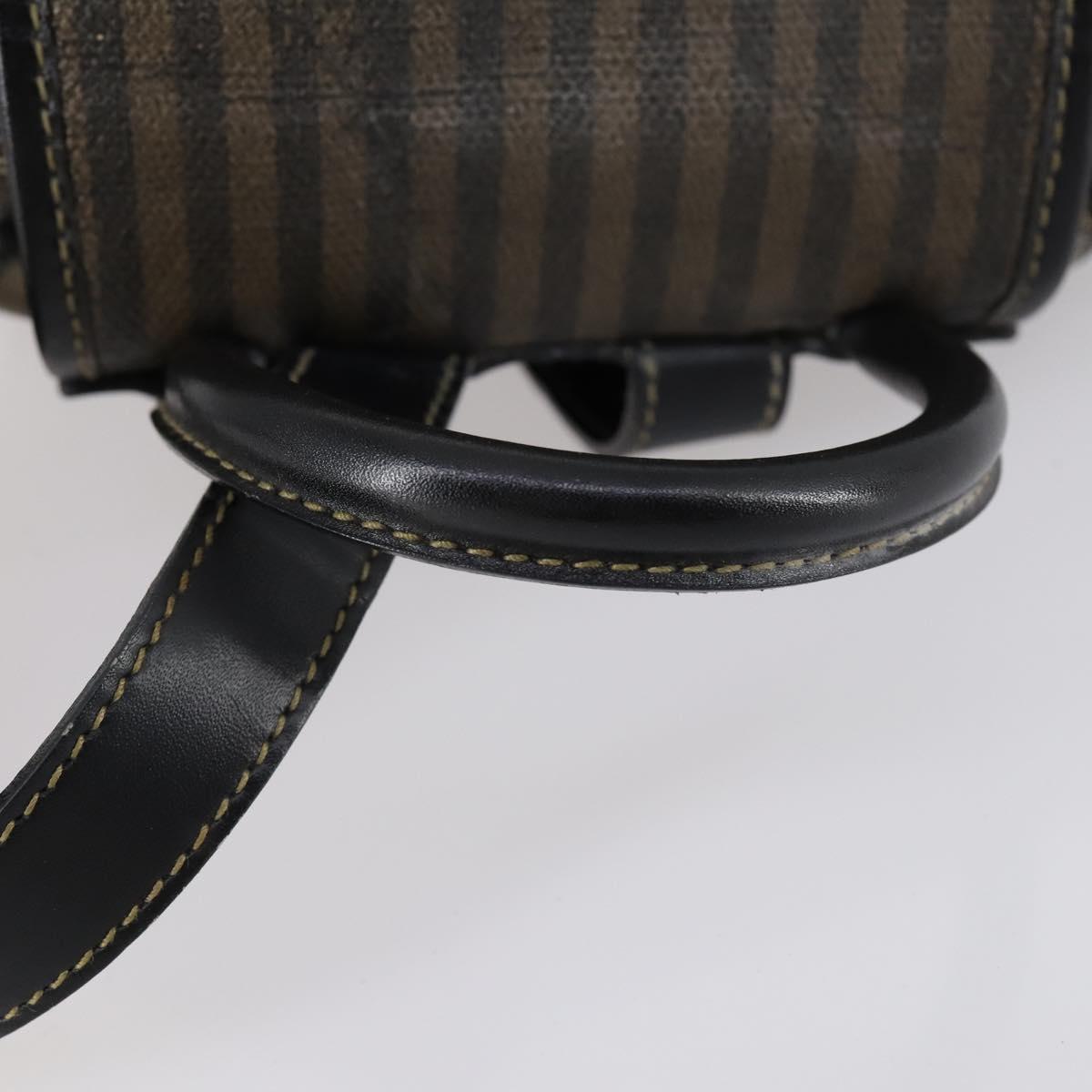 FENDI Pecan Canvas Backpack Brown Black gold Auth bs29110
