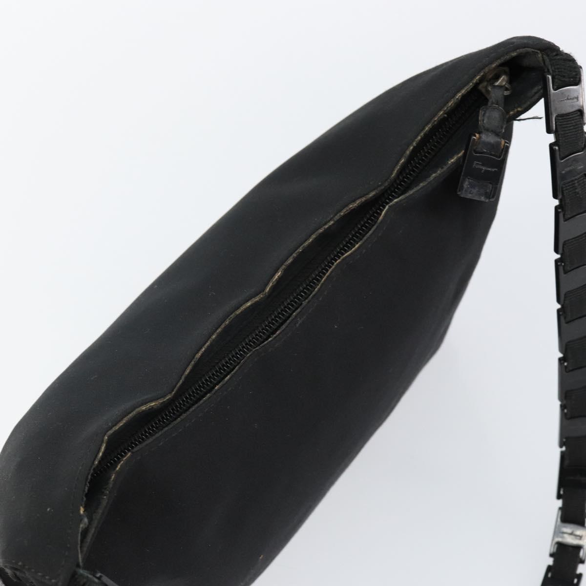 Salvatore Ferragamo Shoulder Bag Canvas Black Auth bs29112