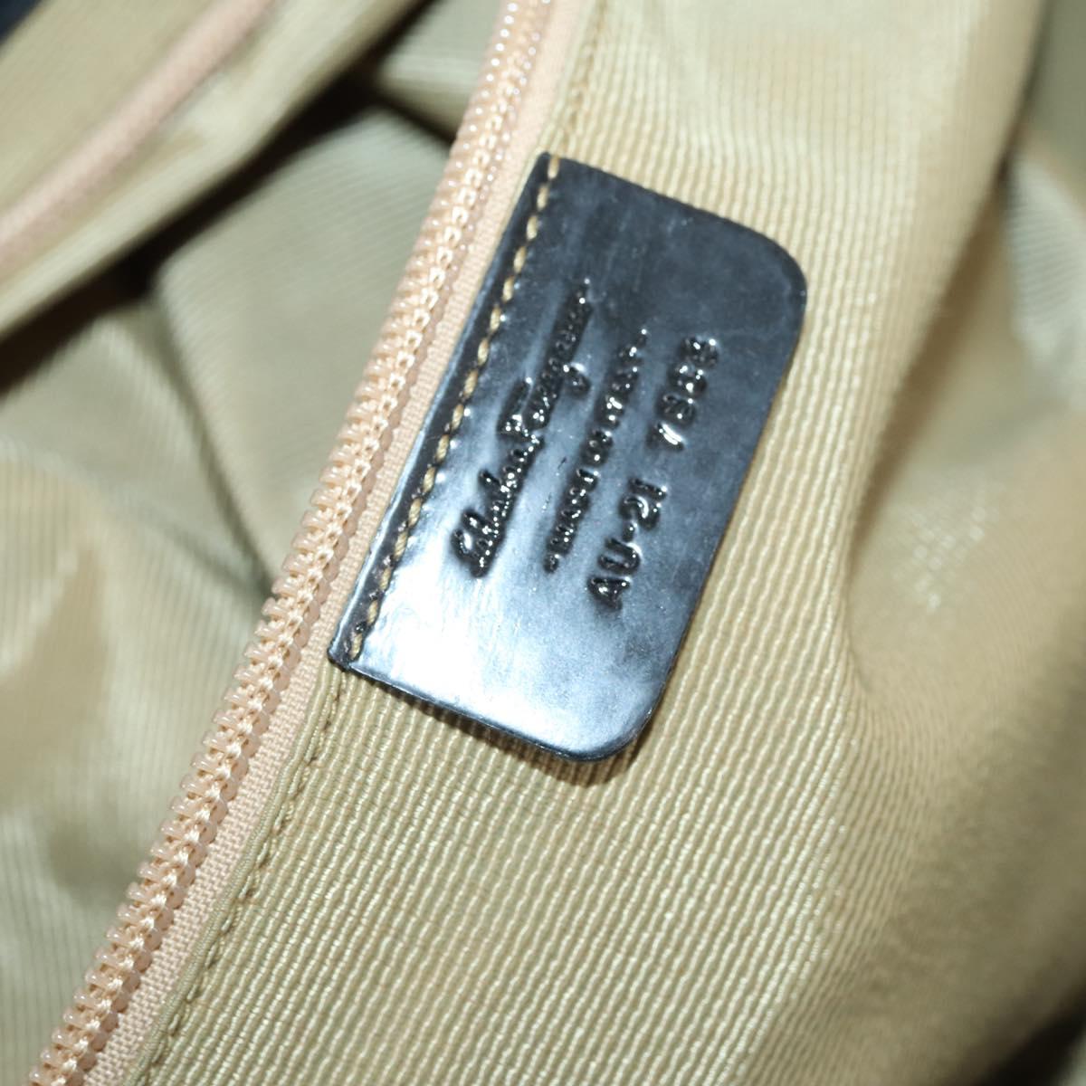 Salvatore Ferragamo Vala Tote Bag Canvas Black Silver Auth bs29114