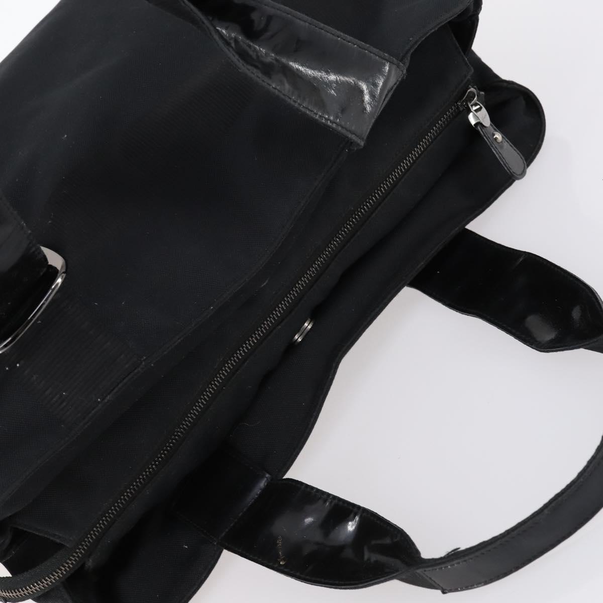 Salvatore Ferragamo Vala Tote Bag Canvas Black Silver Auth bs29114