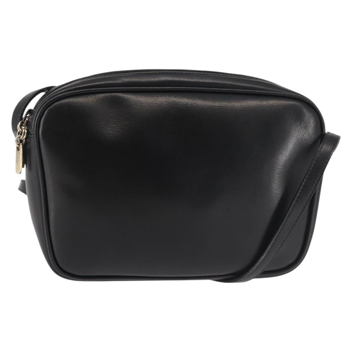 Salvatore Ferragamo Shoulder Bag Leather Black Gold Auth bs29115