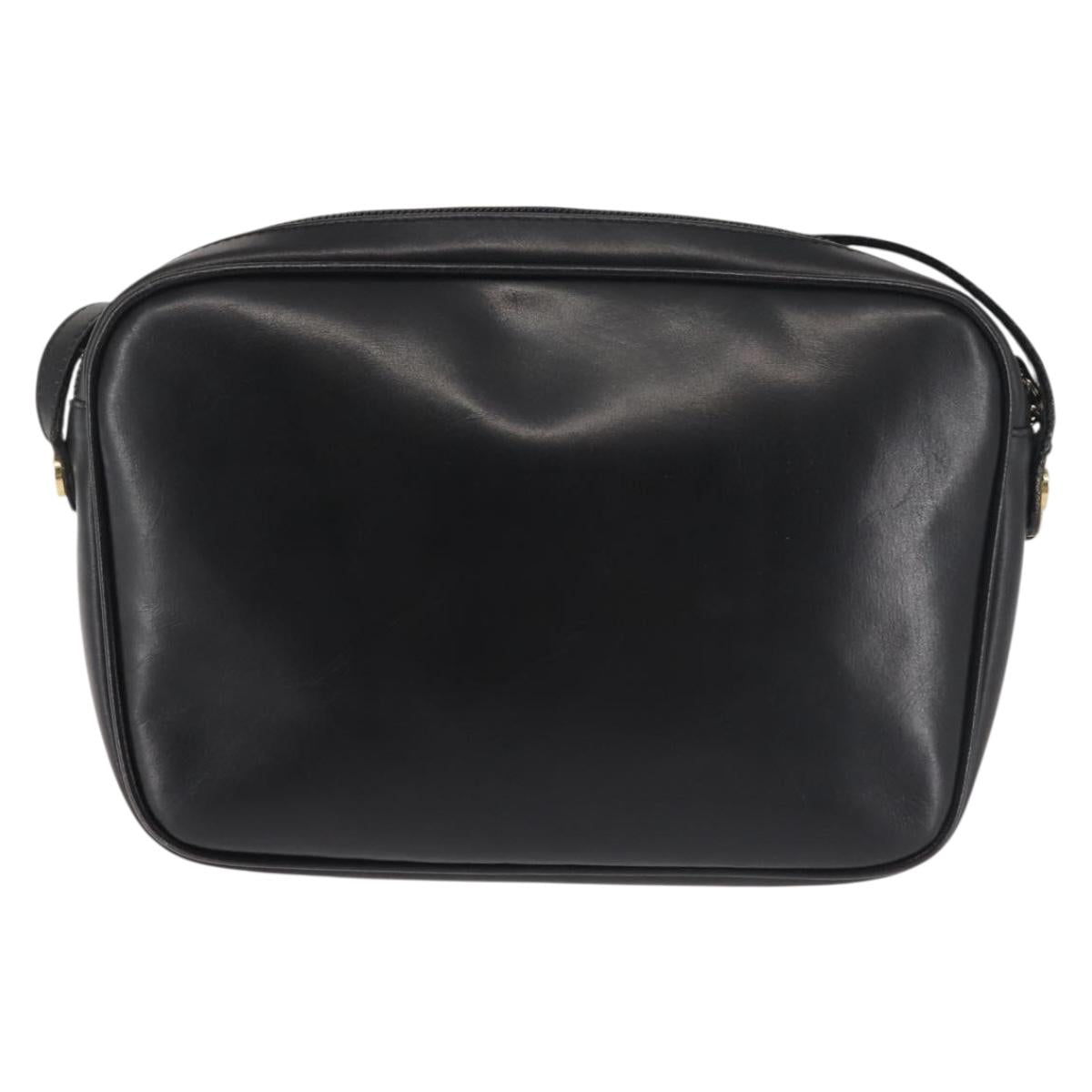 Salvatore Ferragamo Shoulder Bag Leather Black Gold Auth bs29115