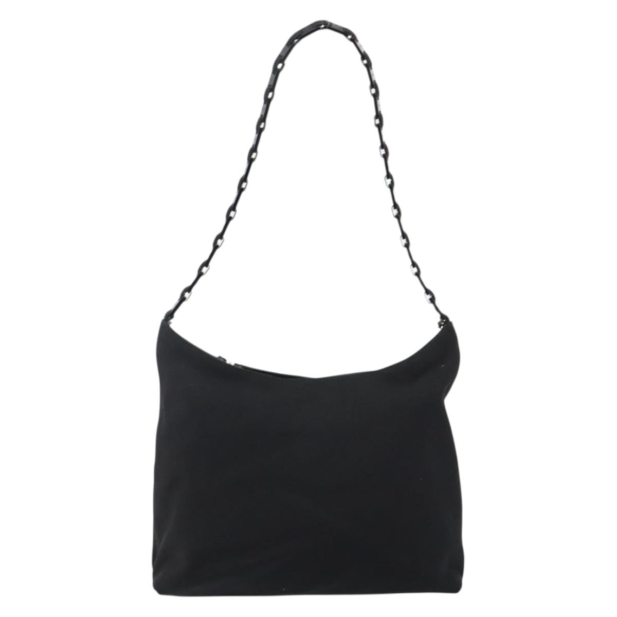 Salvatore Ferragamo Vala Chain Shoulder Bag Canvas Black Auth bs29117