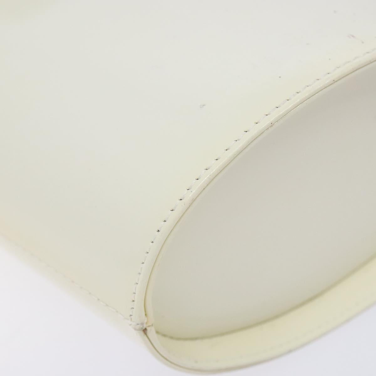 Salvatore Ferragamo Vala Hand Bag Enamel White Gold Auth bs29118