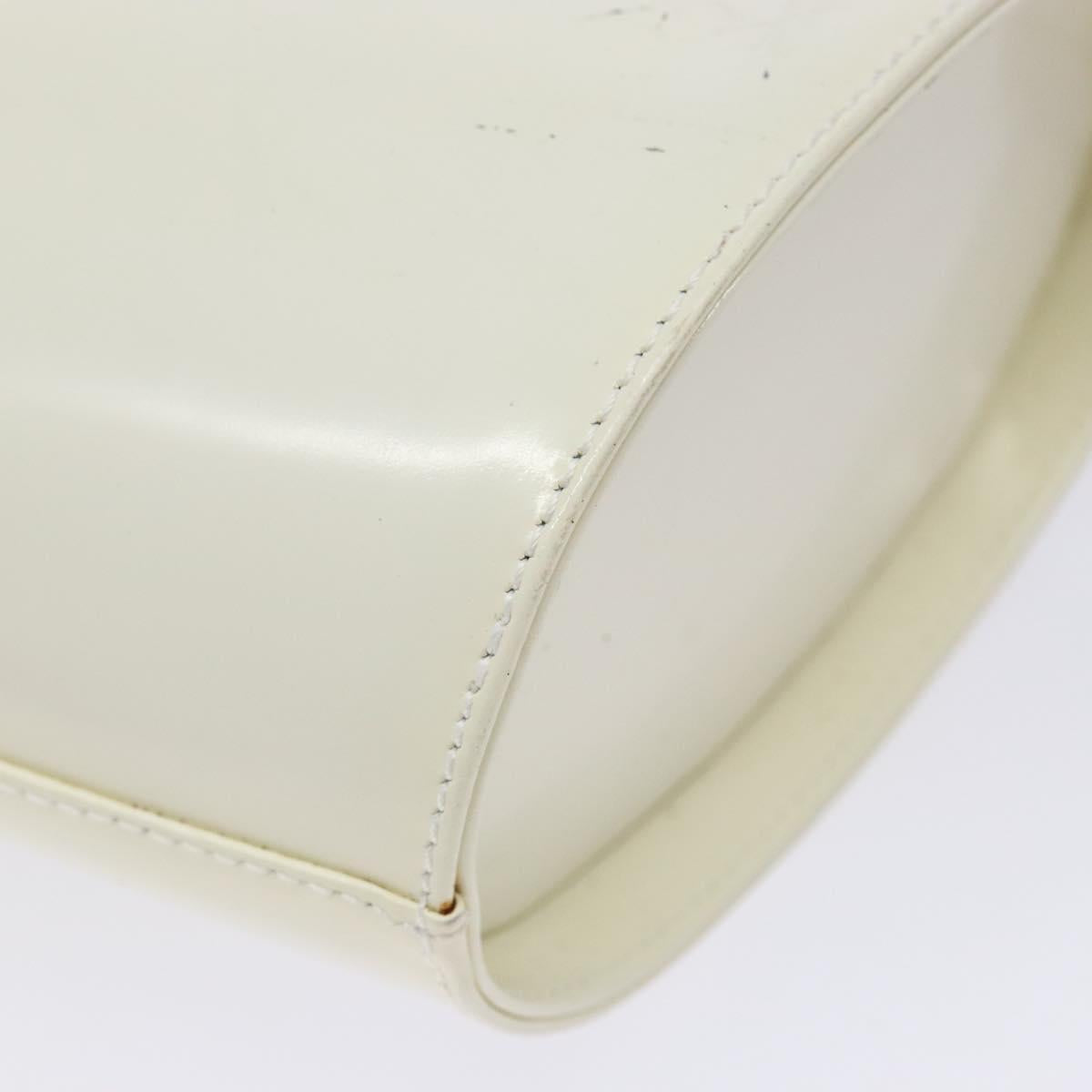 Salvatore Ferragamo Vala Hand Bag Enamel White Gold Auth bs29118