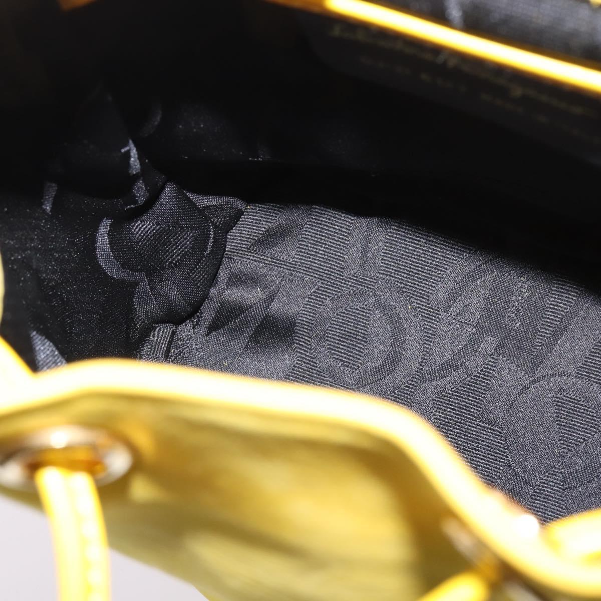 Salvatore Ferragamo Gancini Backpack Suede Yellow Gold Auth bs29119