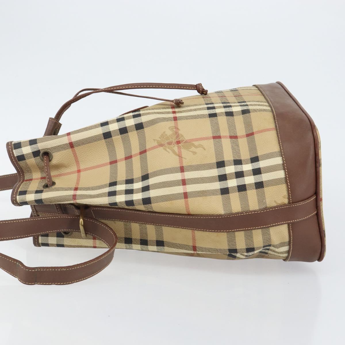 Burberrys Nova Check Shoulder Bag PVC Beige Gold Auth bs29124