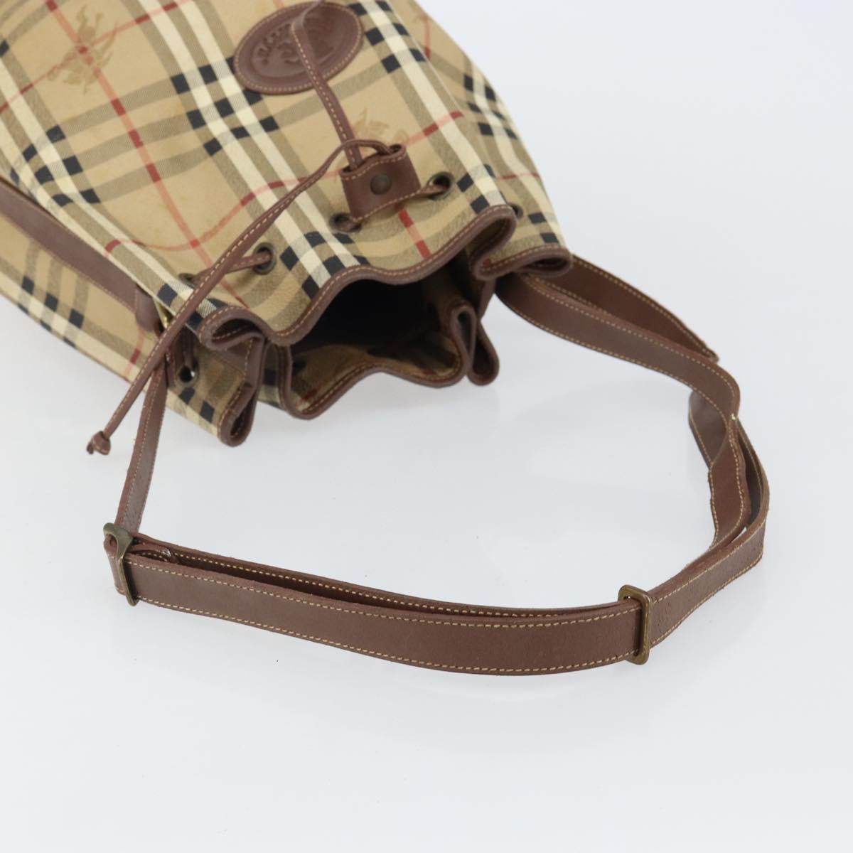 Burberrys Nova Check Shoulder Bag PVC Beige Gold Auth bs29124