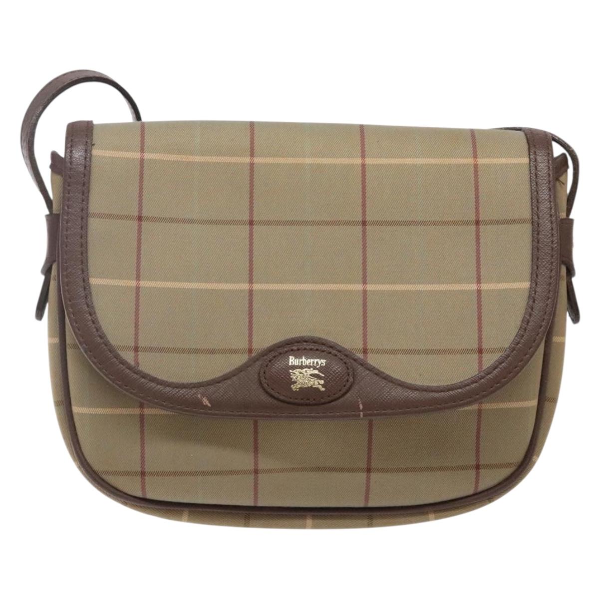 Burberrys Nova Check Shoulder Bag Canvas Beige Gold Auth bs29128