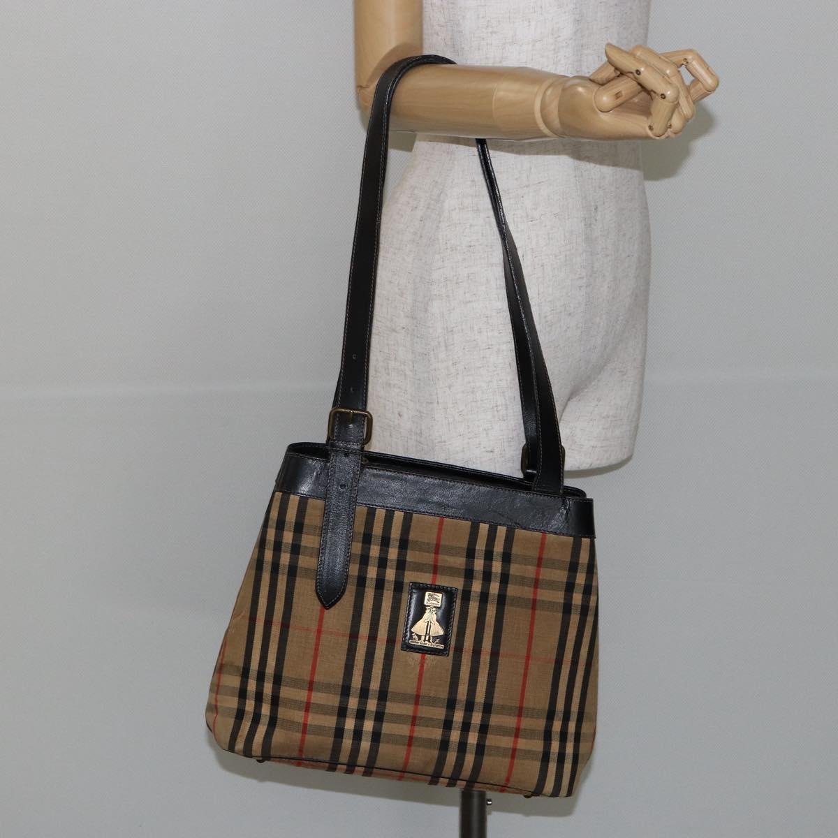 Burberrys Nova Check Tote Bag Canvas Beige Auth bs29130