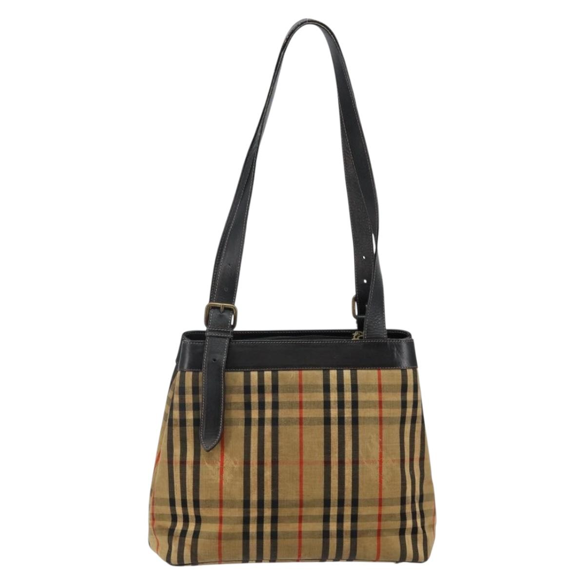 Burberrys Nova Check Tote Bag Canvas Beige Auth bs29130