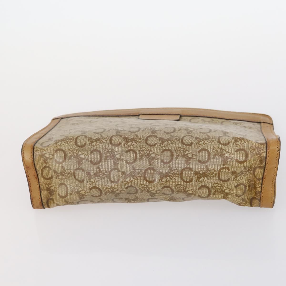 CELINE Macadam Canvas Clutch Bag PVC 4Set Brown Beige Auth bs29137