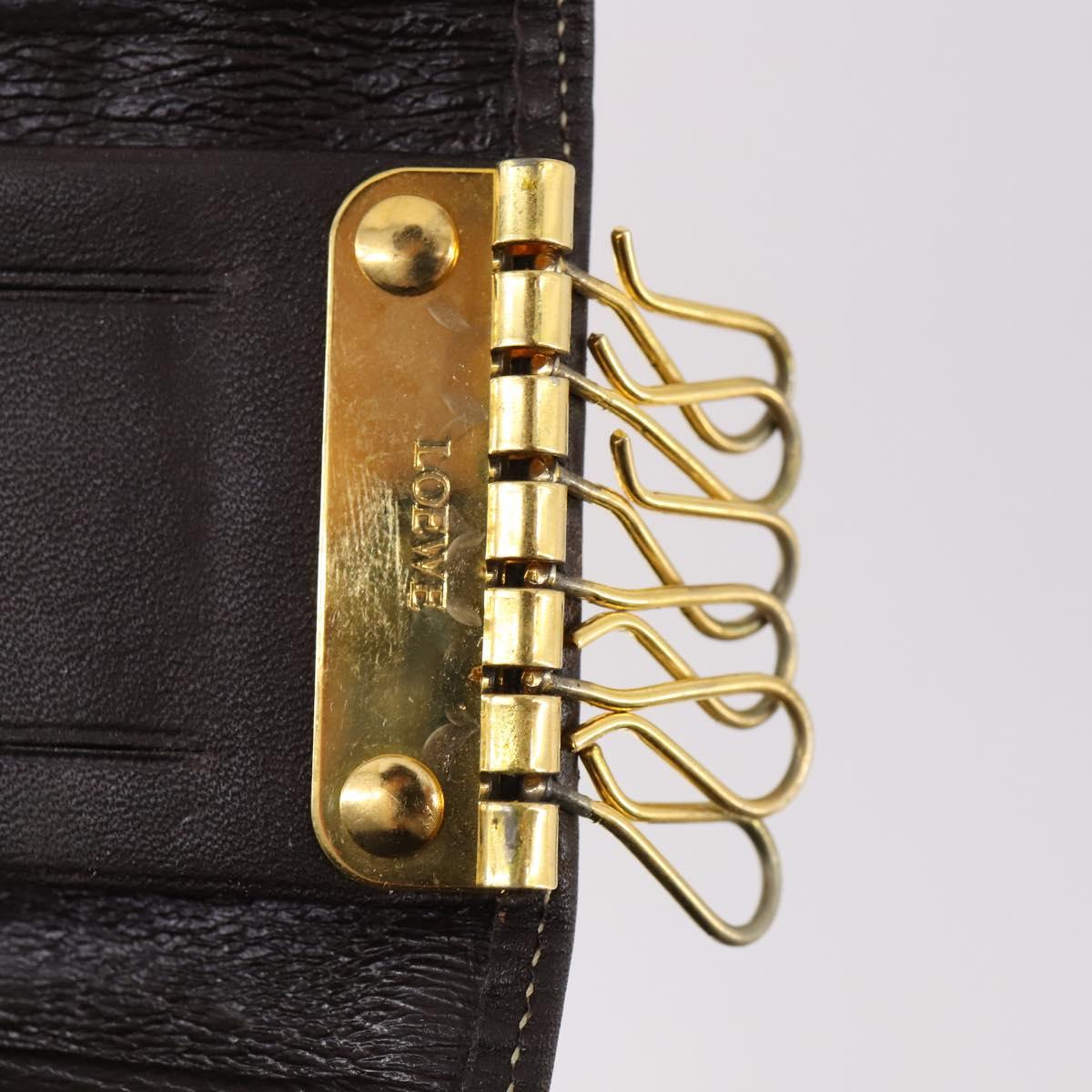 LOEWE Anagram Wallet Leather 4Set Brown Black beige Auth bs29140
