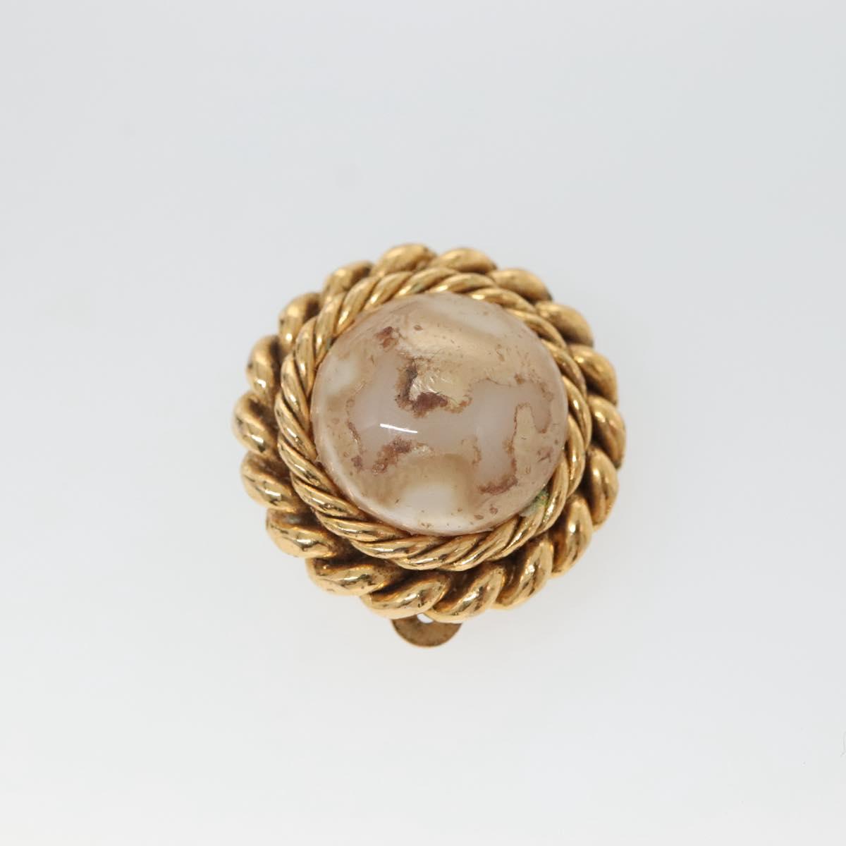 CHANEL Earring metal Gold CC Auth bs29157