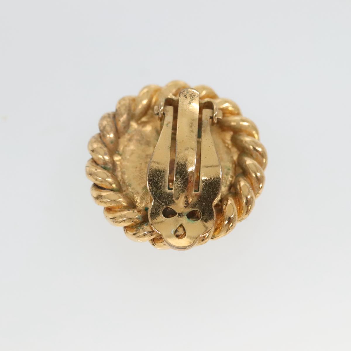CHANEL Earring metal Gold CC Auth bs29157